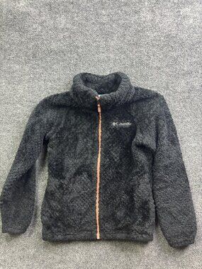 Columbia Jacket Youth Medium 10/12 Gray Sherpa Fleece Full‎ Zip Pockets Warm